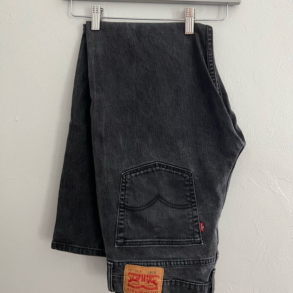 ❌SOLD❌ LEVI STRAUSS & CO 514 dark grey regular fit men’s jeans W 36 L 32 - Picture 4 of 9